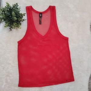Savage X Fenty Red Nothin' But Net Sleeveless Tank Top, Size Medium